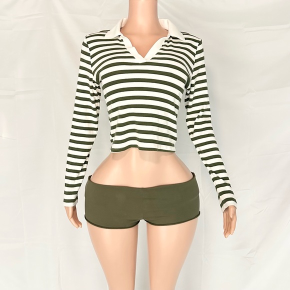 Unbranded Tops - Striped Green and White Women's Top